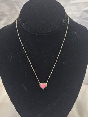 Kendra Scott Pink / Gold 18" Heart Necklace